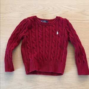 Ralph Lauren Polo cable knit sweater 2T EUC crimson color